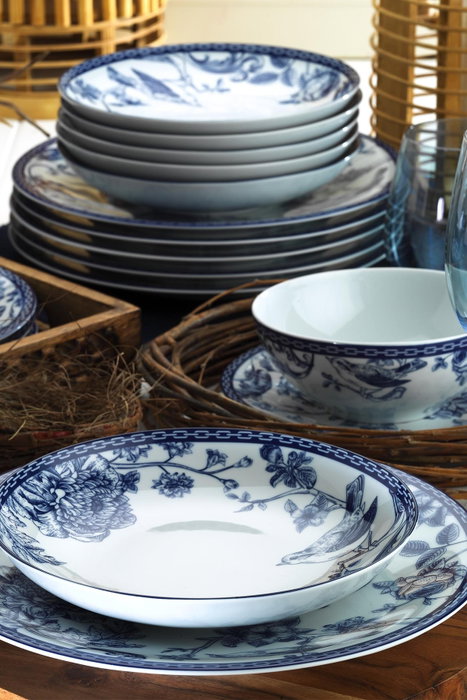 Hermia Juego de Vajilla de Porcelana de 24 Piezas Azul y Blanco Hermia Juego de Vajilla de Porcelana de 24 Piezas Azul y Blanco